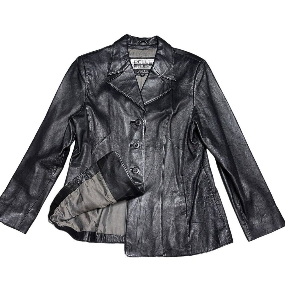 Wilson’s Leather Pelle Studio Vintage Black Leather Designer Luxury Jacket